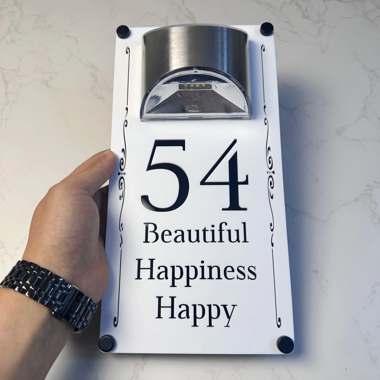 LED SOLAR DECORATIVE CUSTOM HOUSE SIGN NUMBER STREET SIGN ACRYLIC ADDRESS DOOR WALL PLAQUE