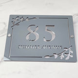 HOUSE SIGN ADDRESS CUSTOM SIGN LASER CUT ACRYLIC LEAF SCREWS NUMBER PLAQUE