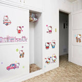 HELLO KITTY CAR HOUSE PLANE PINK PURPLE COLOURFUL WALL STICKER MURAL ART Decal