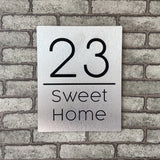 CUSTOM BRUSHED ALUMINIUM VERTICAL HOUSE SIGN NUMBER STREET SIGN ADDRESS DOOR WALL PLAQUE