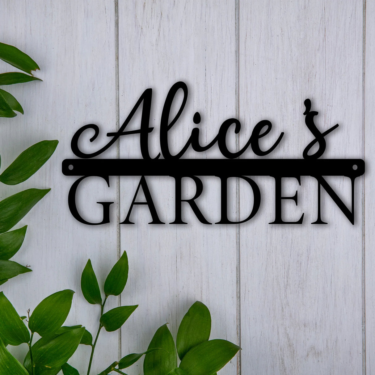 CUSTOM NAME BLACK METAL WALL SIGN PLAQUE HANGING GARDEN DECOR