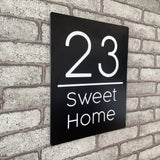 CUSTOM BRUSHED ALUMINIUM VERTICAL HOUSE SIGN NUMBER STREET SIGN ADDRESS DOOR WALL PLAQUE
