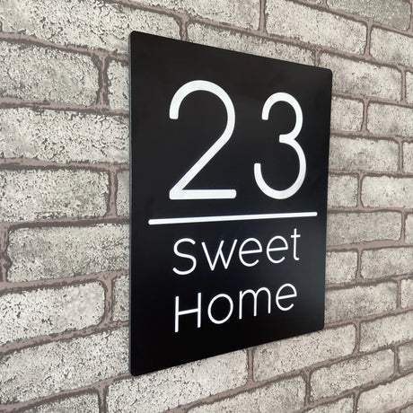 CUSTOM BRUSHED ALUMINIUM VERTICAL HOUSE SIGN NUMBER STREET SIGN ADDRESS DOOR WALL PLAQUE
