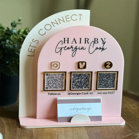 CUSTOM ACRYLIC QR CODE PAYMENT SIGN WITH LOGO SOCIAL MEDIA BUSINESS REVIEW