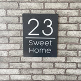 CUSTOM BRUSHED ALUMINIUM VERTICAL HOUSE SIGN NUMBER STREET SIGN ADDRESS DOOR WALL PLAQUE