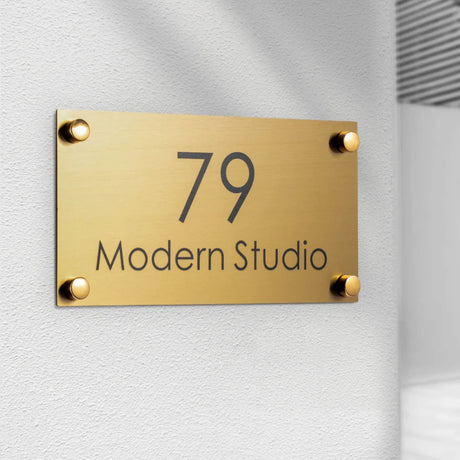 STAINLESS STEEL HOUSE NUMBER DOOR PLATE SILVER GOLD CUSTOMISED STREET ADDRESS