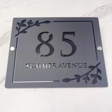 HOUSE SIGN ADDRESS CUSTOM SIGN LASER CUT ACRYLIC LEAF SCREWS NUMBER PLAQUE