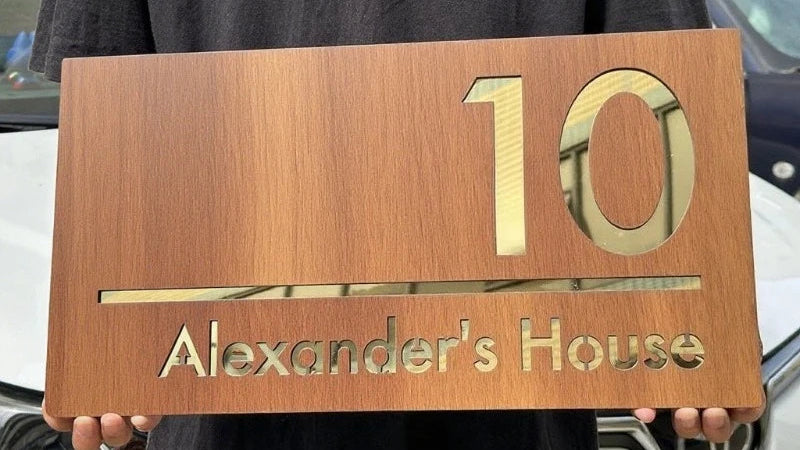 WOODEN WOOD OUTDOOR HOUSE SIGN NUMBER STREET HOUSE ADDRESS WALL MAIL BOX LETTER BOX PLAQUE