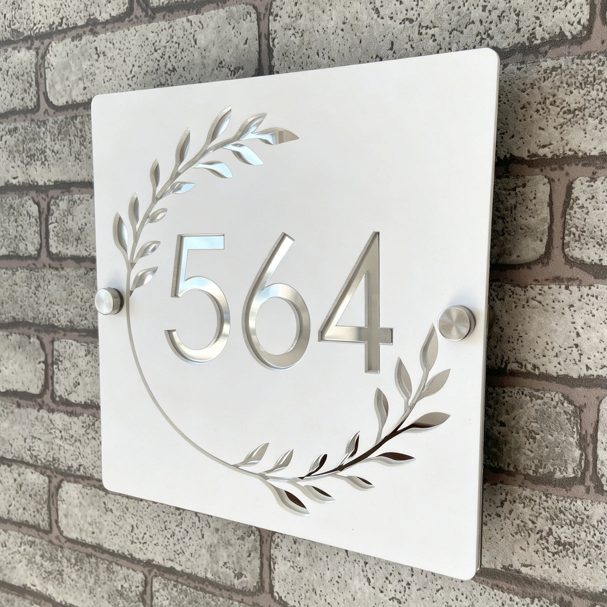 Custom Square Leaf Pattern Acrylic House Sign | Personalised Address Plaque