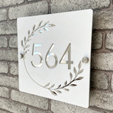 Custom Square Leaf Pattern Acrylic House Sign | Personalised Address Plaque