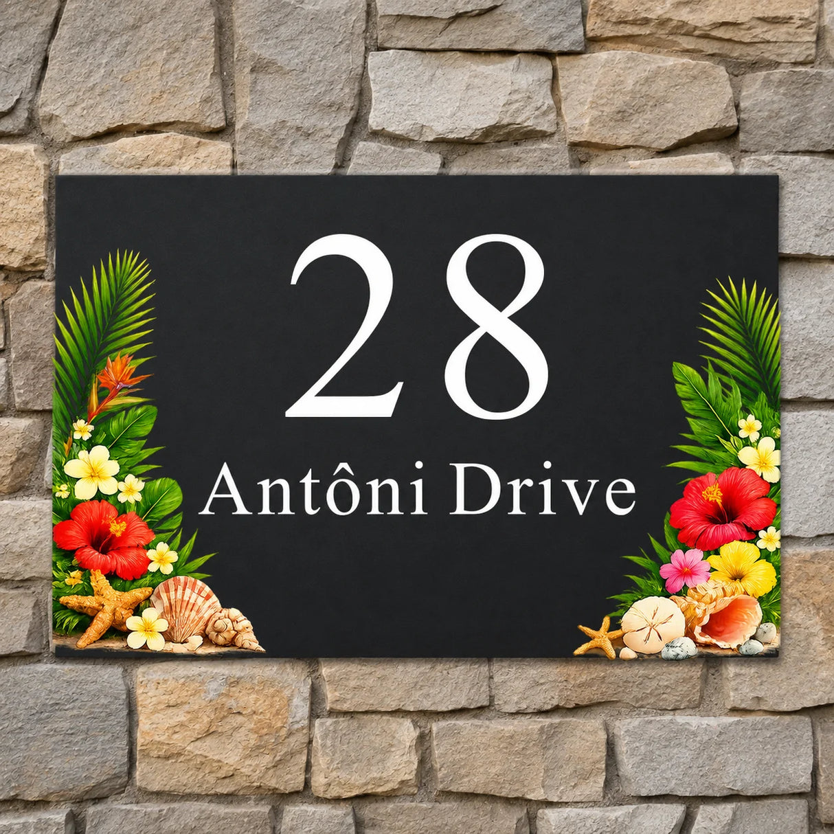 Custom Tropical Floral House Sign | Personalised Address Plaque