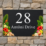 Custom Tropical Floral House Sign | Personalised Address Plaque