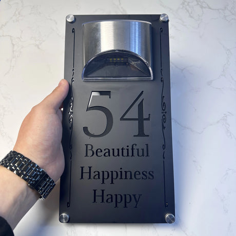 LED SOLAR DECORATIVE CUSTOM HOUSE SIGN NUMBER STREET SIGN ACRYLIC ADDRESS DOOR WALL PLAQUE