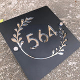 Custom Square Leaf Pattern Acrylic House Sign | Personalised Address Plaque