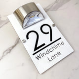 LED SOLAR POWERED OUTSIDE CUSTOM HOUSE SIGN LASER CUT NUMBER STREET HOUSE ADDRESS WALL SIGN