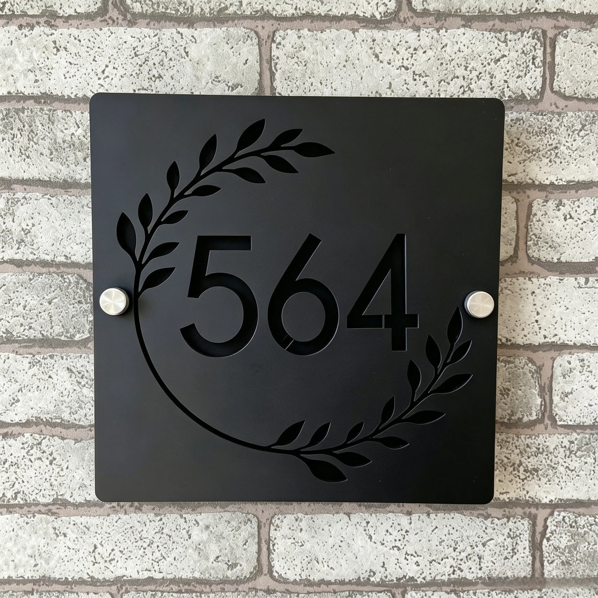 Custom Square Leaf Pattern Acrylic House Sign | Personalised Address Plaque