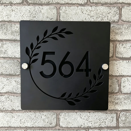 Custom Square Leaf Pattern Acrylic House Sign | Personalised Address Plaque