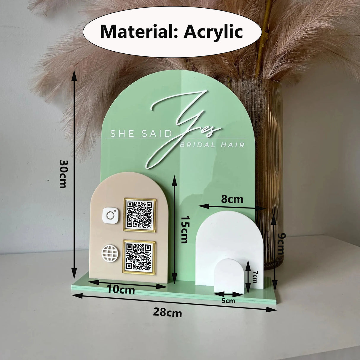 Custom Acrylic Multi QR Code Display Stand | Arched Design | 60 Colours