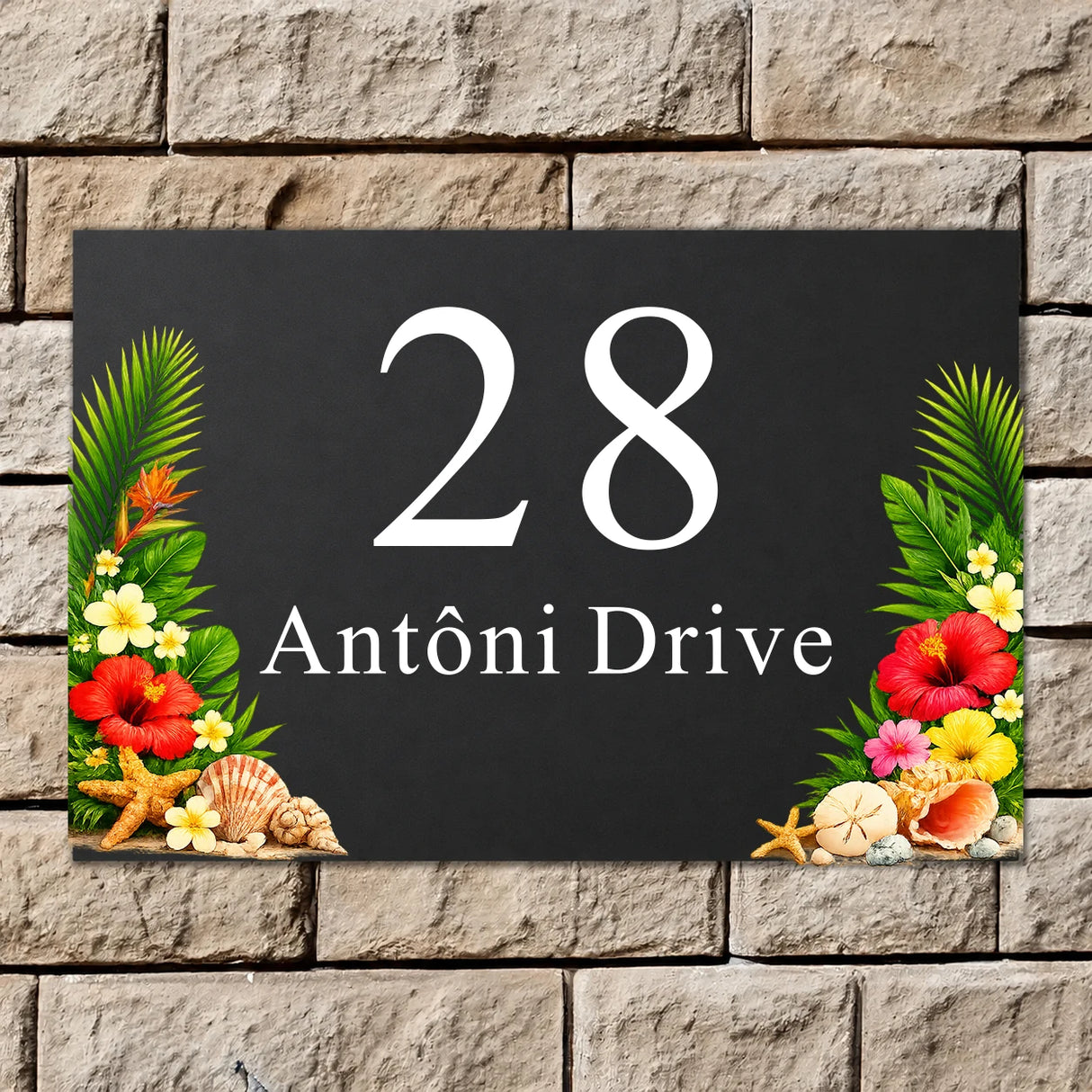 Custom Tropical Floral House Sign | Personalised Address Plaque