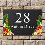 Custom Tropical Floral House Sign | Personalised Address Plaque