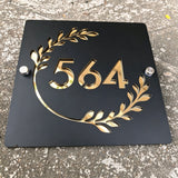 Custom Square Leaf Pattern Acrylic House Sign | Personalised Address Plaque