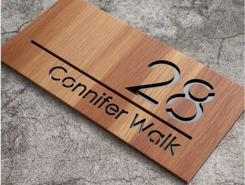 WOODEN WOOD OUTDOOR HOUSE SIGN NUMBER STREET HOUSE ADDRESS WALL MAIL BOX LETTER BOX PLAQUE