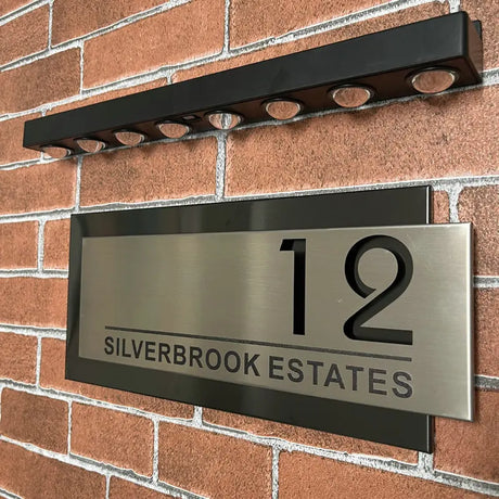 CUSTOM MODERN STAINLESS STEEL HOUSE SIGN NUMBER STREET SIGN ADDRESS DOOR WALL PLAQUE