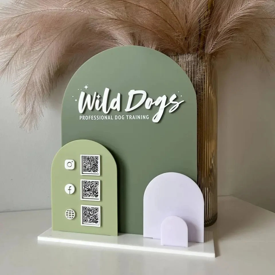 Custom Acrylic Multi QR Code Display Stand | Arched Design | 60 Colours