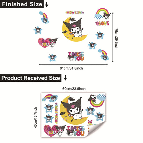 HELLO KITTY MY MELODY KUROMI PINK PURPLE WALL STICKER MURAL ART Decal