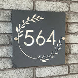 Custom Square Leaf Pattern Acrylic House Sign | Personalised Address Plaque