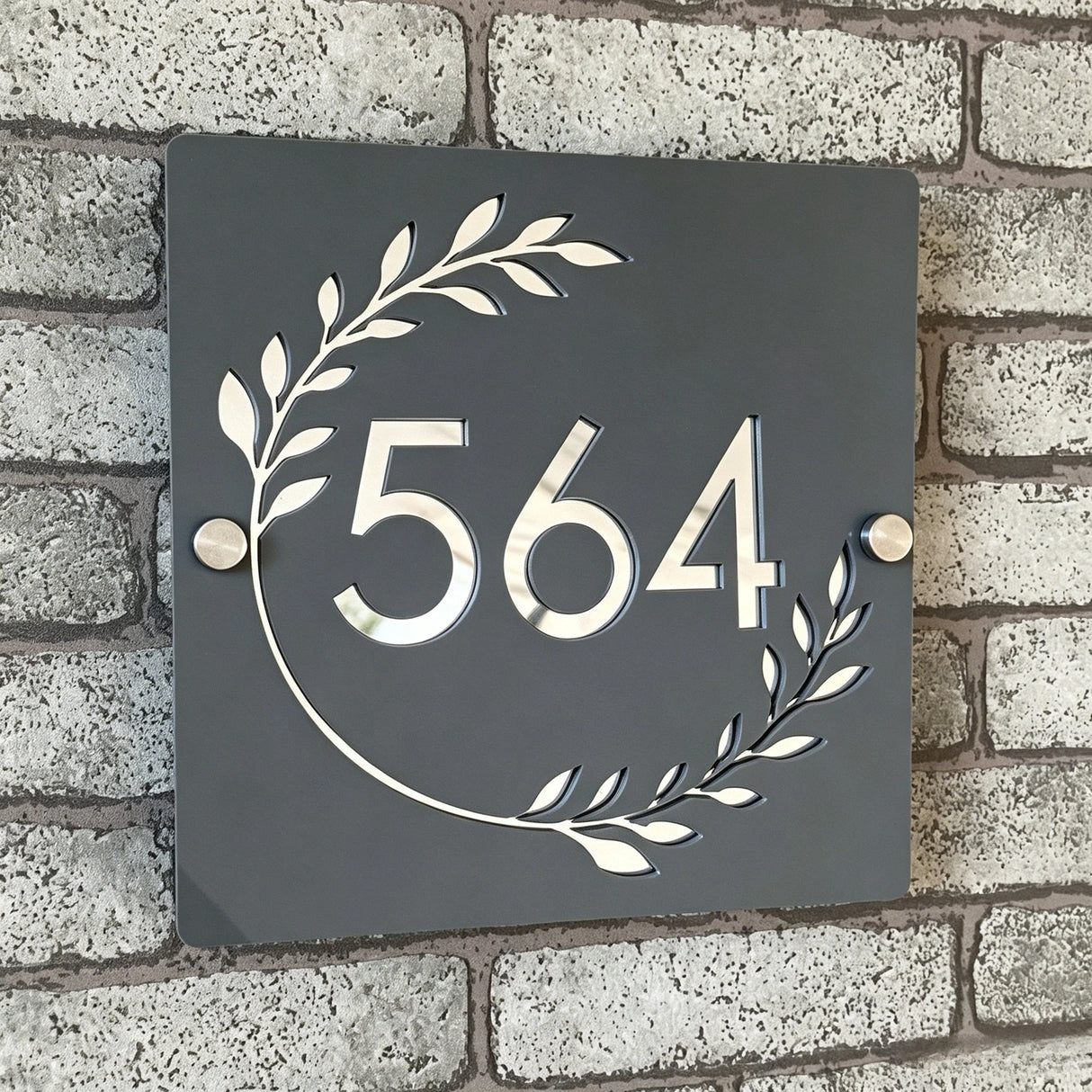 Custom Square Leaf Pattern Acrylic House Sign | Personalised Address Plaque