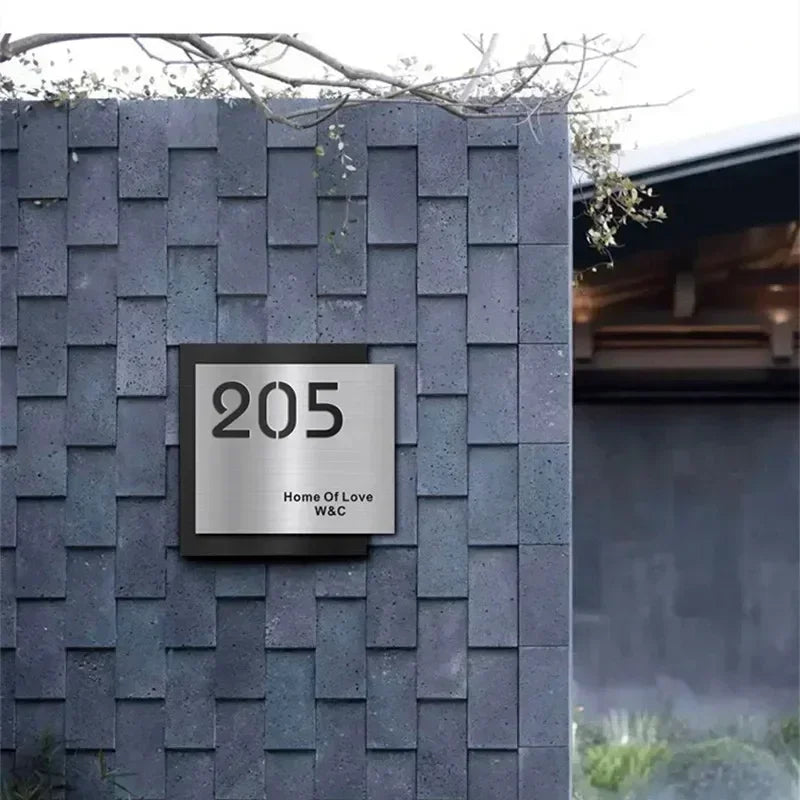 STAINLESS STEEL MODERN HOUSE ADDRESS SIGN BUSINESS ADDRESS PERSONALISED FAMILY NAME