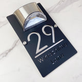 LED SOLAR POWERED OUTSIDE CUSTOM HOUSE SIGN LASER CUT NUMBER STREET HOUSE ADDRESS WALL SIGN