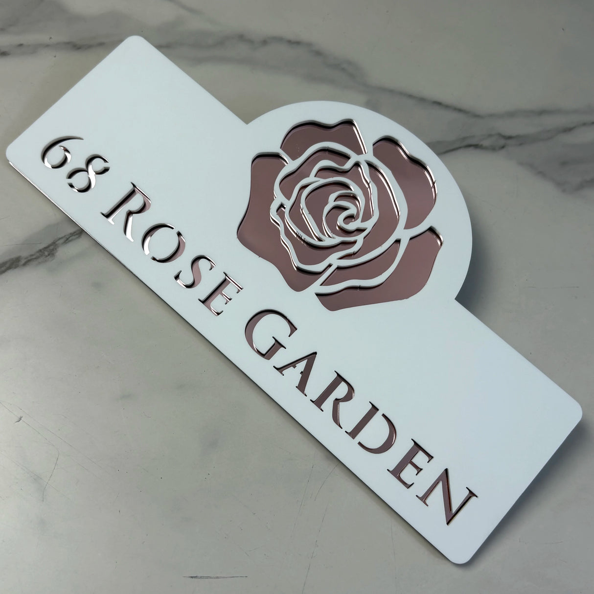 HOUSE SIGN ADDRESS CUSTOM SIGN FLOWER ROSE LASER CUT ACRYLIC NUMBER TAPE PLAQUE