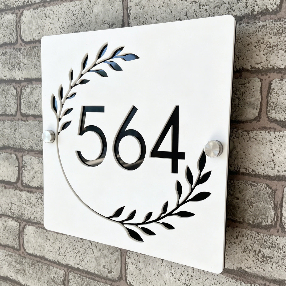 Custom Square Leaf Pattern Acrylic House Sign | Personalised Address Plaque