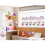 HELLO KITTY CAR HOUSE PLANE PINK PURPLE COLOURFUL WALL STICKER MURAL ART Decal