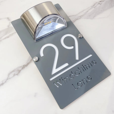 LED SOLAR POWERED OUTSIDE CUSTOM HOUSE SIGN LASER CUT NUMBER STREET HOUSE ADDRESS WALL SIGN