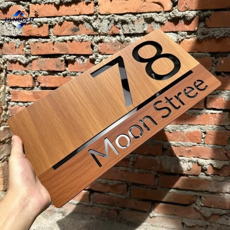 WOOD WOODEN OUTDOOR HOUSE SIGN NUMBER STREET HOUSE ADDRESS WALL MAIL BOX LETTER BOX PLAQUE