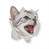 ANGRY CAT ROAR KITTY ANIMALS WALL BREAK 3D WALL STICKER MURAL ART Decal
