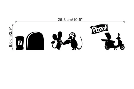 PIZZA DELIVERY MOUSE SCOOTER SILHOUETTE 3D WALL STICKER MURAL ART Decal