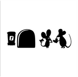 MOUSE IN LOVE HEARTS MICE SILHOUETTE 3D WALL STICKER MURAL ART Decal