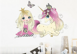 PRINCESS & UNICORN FRIENDS BUTTERFLIES 3D WALL STICKER MURAL ART Decal