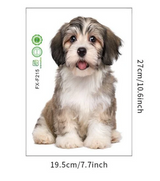 PUPPY DOG CUTE FLUFFY SITTING ANIMALS FUR 3D WALL STICKER MURAL ART Decal