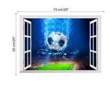 SOCCER FOOTBALL SPORTS BALL METEOR WINDOW VIEW 3D WALL STICKER MURAL ART Decal