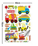 TRUCKS CONSTRUCTION CARS VEHICLES TRACTOR CRANE 3D WALL STICKER MURAL ART Decal