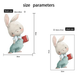 WHITE BUNNY RABBIT WITH BOOK READING CUTE ANIMALS 3D WALL STICKER MURAL ART Decal