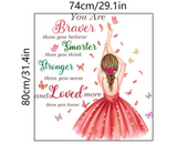 SMARTER BRAVER STRONGER LOVED SLOGAN PINK DANCER SILHOUETTE WOMAN 3D WALL STICKER MURAL ART Decal