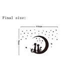 CAT ON CRESCENT MOON SILHOUETTE KITTEN STARS NIGHT SKY 3D WALL STICKER MURAL ART Decal