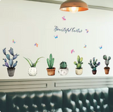CACTUS PLANTS NATURE COLOURFUL BUTTERFLIES 3D WALL STICKER MURAL ART Decal