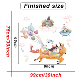 DEER IN THE SKY FLYING CASTLE BALLOONS CLOUDS HEARTS 3D WALL STICKER MURAL ART Decal